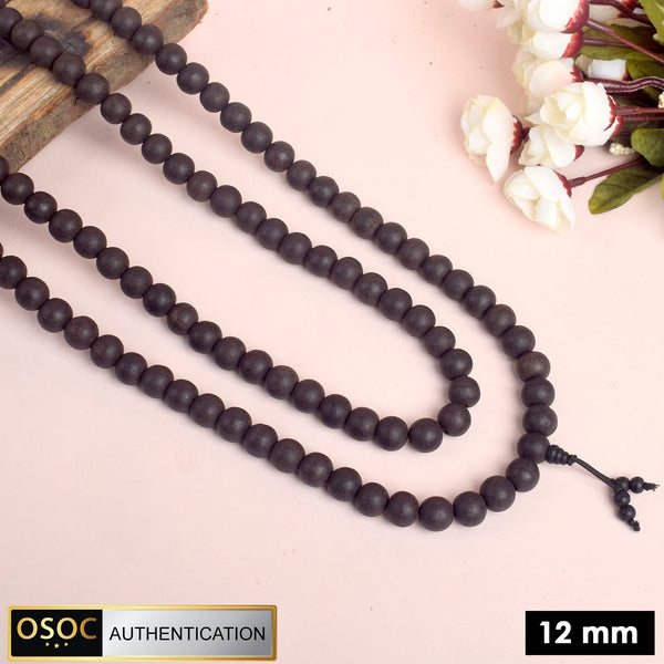 100% Original & Govt. Certified 12 MM Karungali Mala with Sumeru Bead