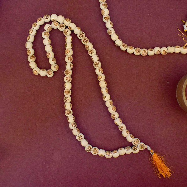 13-14 mm Wooden Ram Engraved Jap Mala