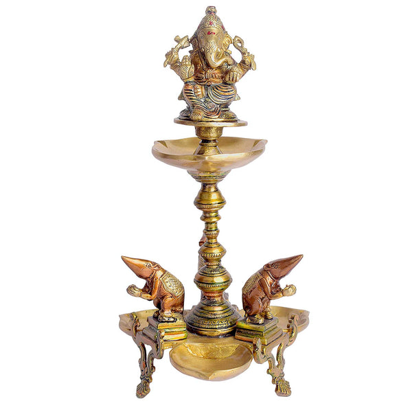 14.6 Inch Brass Diya Stand for Pooja Home Temple Décor