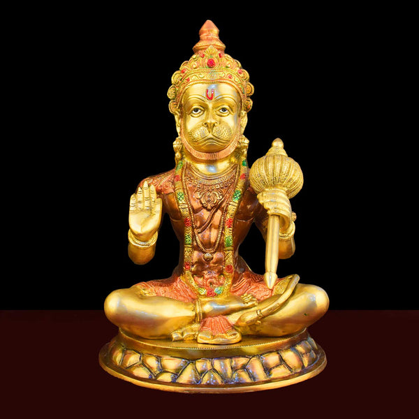 15 Inch Brass Blessing Lord Hanuman Idol