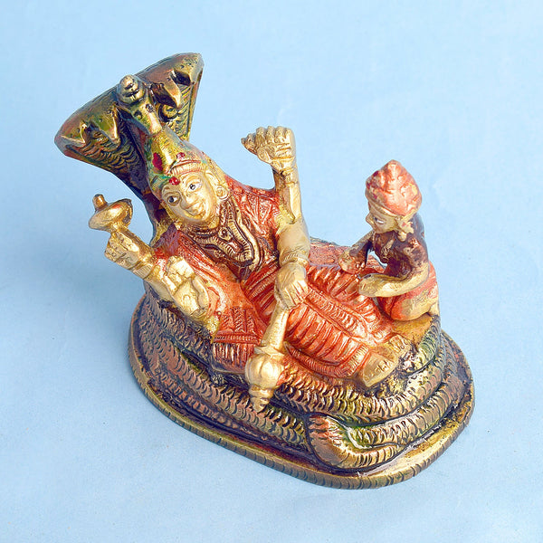 3.1 Inch Small Brass Vishnu Laxmi Idol