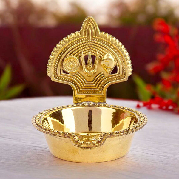 3–3.5 Inch Vishnu Brass Diya – Divine Brass Oil Lamp