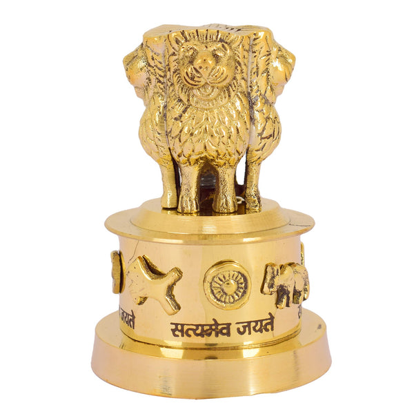 4 Inch Brass Ashoka Pillar Showpiece - National symbol showpiece
