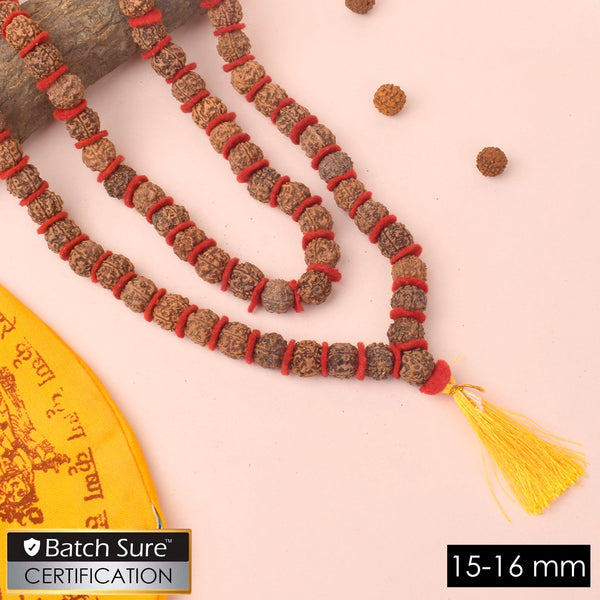5 Mukhi Rudraksha Kantha Mala with 108 Beads Velvet Thread