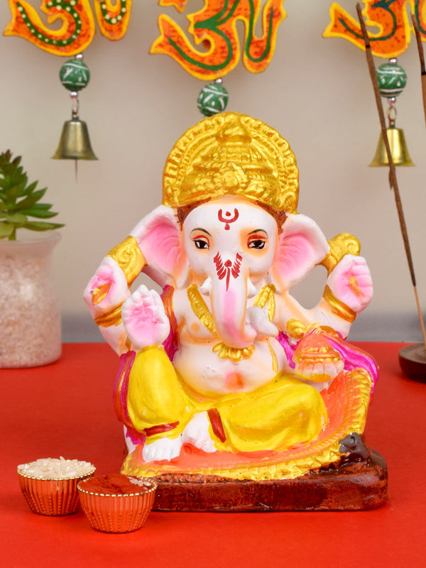 6 Inch Vibrant Eco-Friendly Ganesha Idol in Padmasana Pose