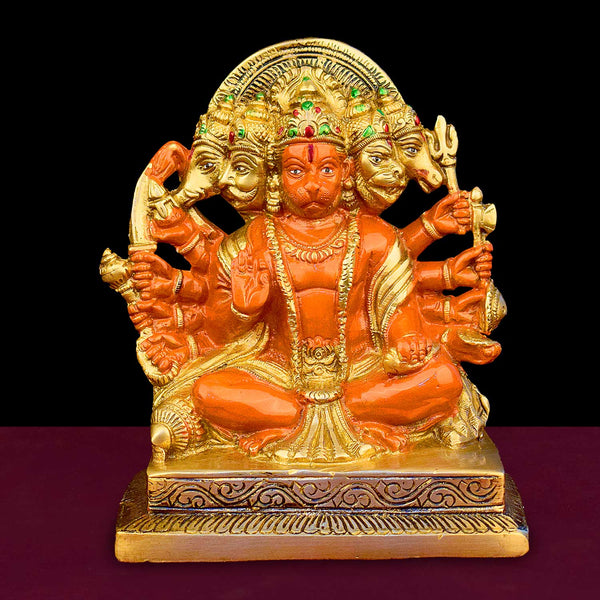6.3 Inch Panchmukhi Kesari Nandan Hanuman Brass Idol