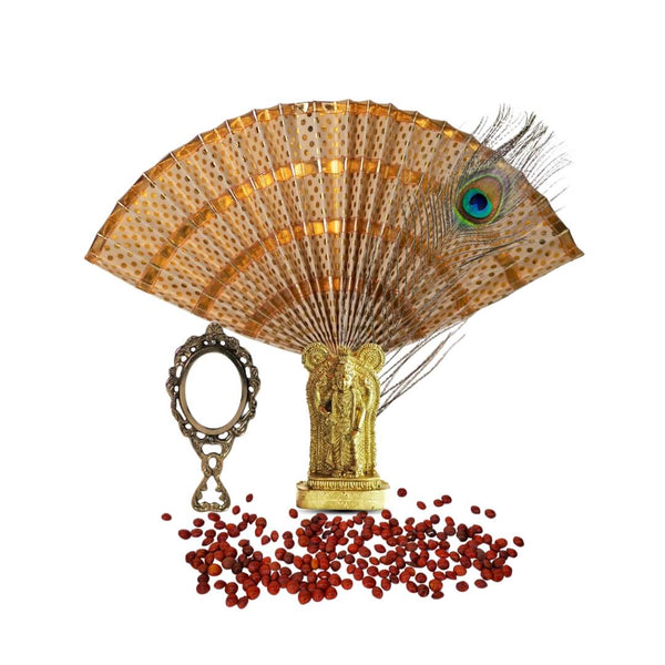 VISHU KANI ITEMS KIT WITH POLYMARBLE GURUVAYURAPPAN IDOL - 9 CM