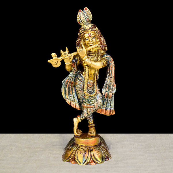 7.5 Inch Lord Krishna Brass Idol | Kanha Brass Murti