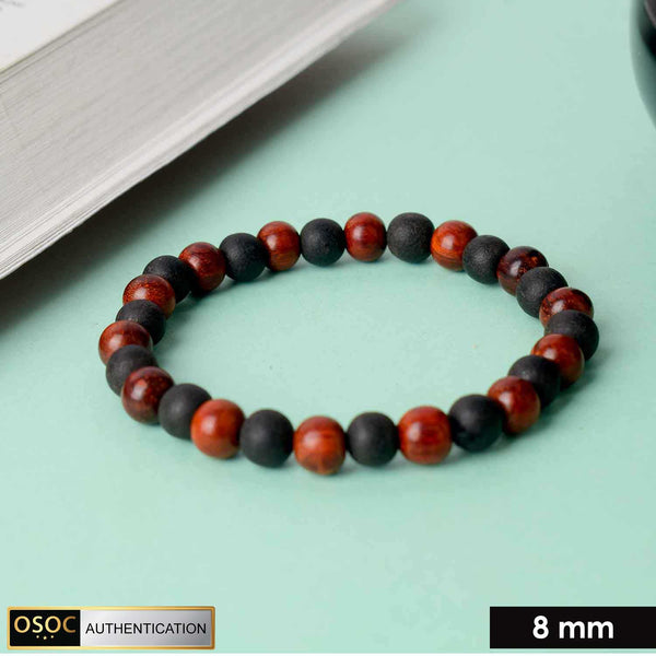 Govt. Certified 8mm Red Sandalwood and Karungali Bracelet