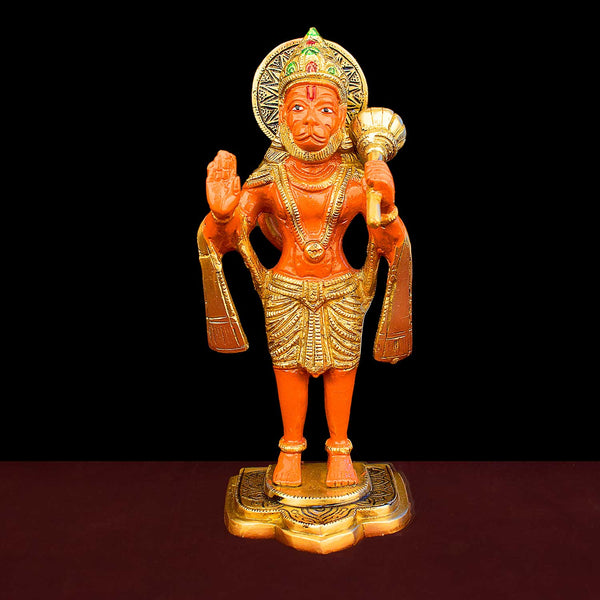 9 Inch Kesari Hanuman Standing Brass Idol