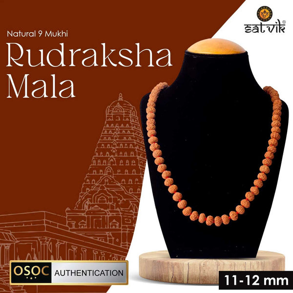 9 mukhi rudraksha mala 11-12mm