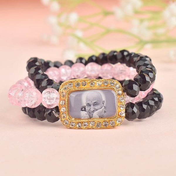Black & Pink Triple Layer Guruji Swaroop Bracelet