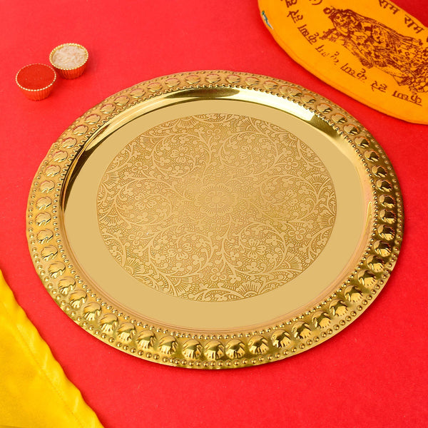 Brass Butter Puja Thali (10-11 Inch)  – Traditional Aarti Plate