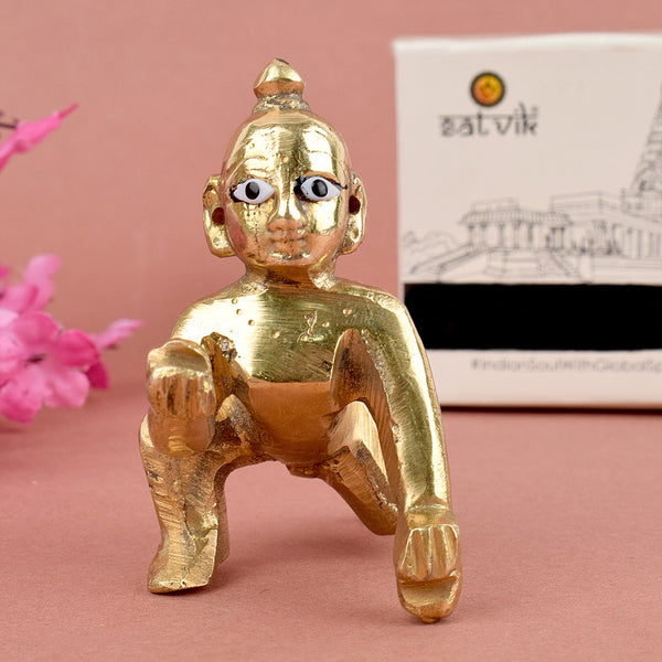 Brass Laddu Gopal Idol (Sizes Available 0 to 3)