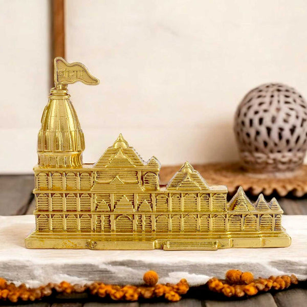 Brass Ram Mandir Idol for Car Dashboard