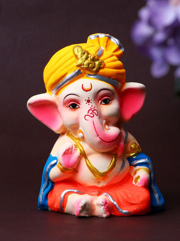 4 Inch Adorable Colorful Bal Ganesha With Pagdi Idol