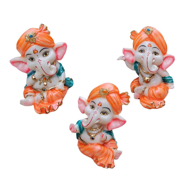 CUTE BABY GANESHA STATUE - SET OF 3, 10 CM HEIGHT