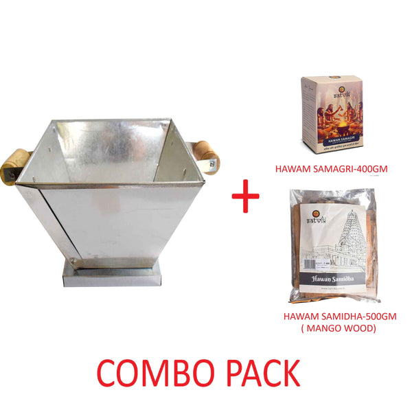 Hawan Kund with Hawan Samidha & Hawan Samagri – Complete Pooja Set Combo