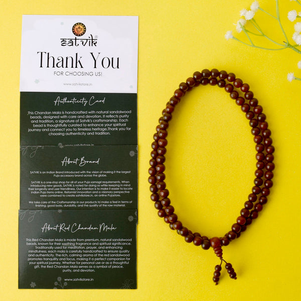 Certified 100% Original Authentic Pure Red Sandalwood Jap Mala (Andhra Pradesh)