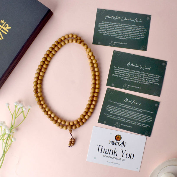 Certified 100% Original Authentic Mysore White Sandalwood (Chandan) Jap Mala