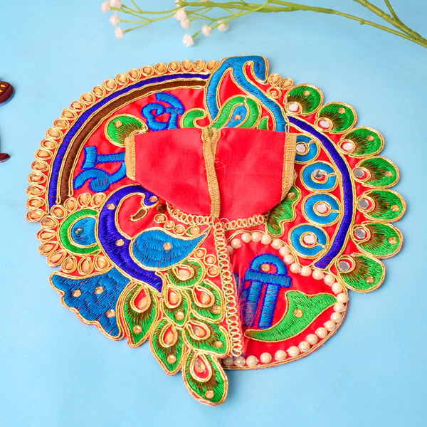 Shri Radhe Embroidered Peacock Dress for Laddu Gopal