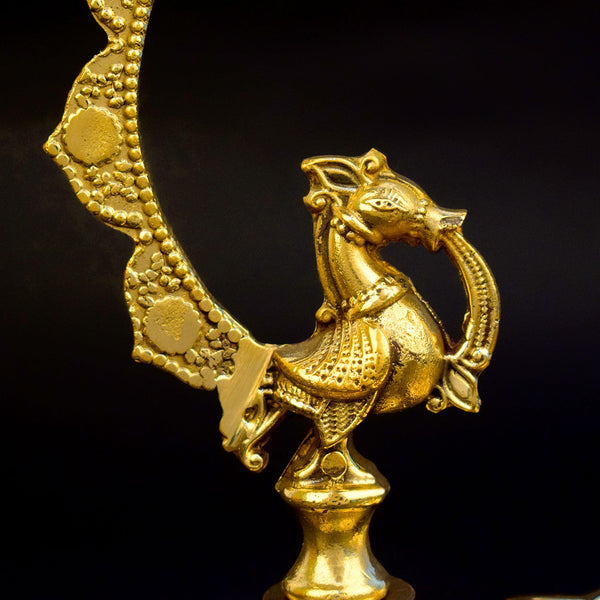 7.5-8 Inch Hanging Morkiran Peacock Brass Diya - Kerala Deepam