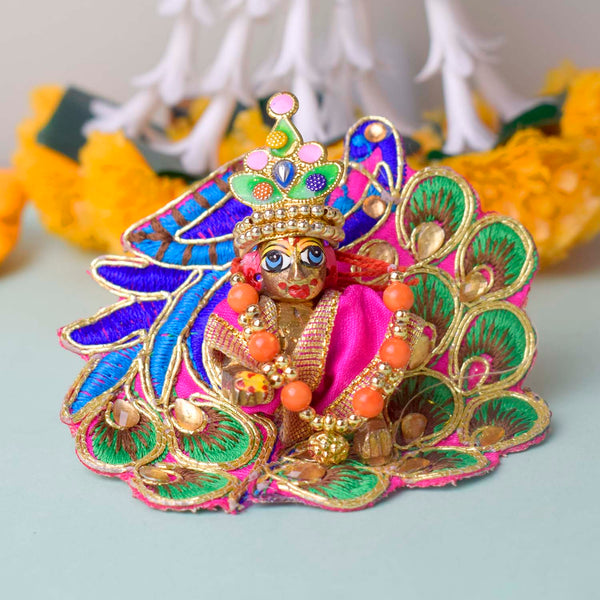 Peacock Embroidered Laddu Gopal Dress (Size 0 to 6)