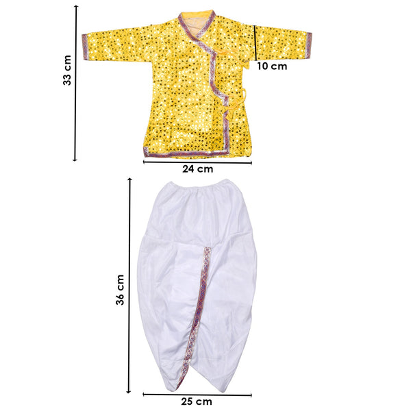 Yellow Krishna Dress – Sequin Embellished Outfit with Silver Border