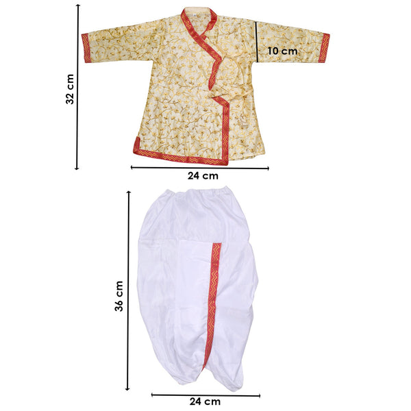 Cream Krishna Dress – Embroidered Dhoti Kurta with Red Border