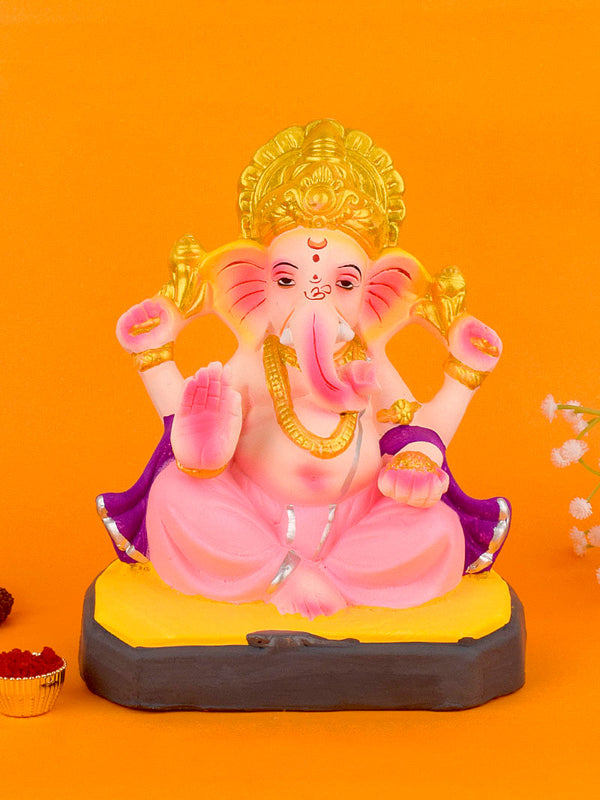 8 Inch Lambodara Eco-Friendly Ganesha Idol in Padmasana Pose of Ganpati