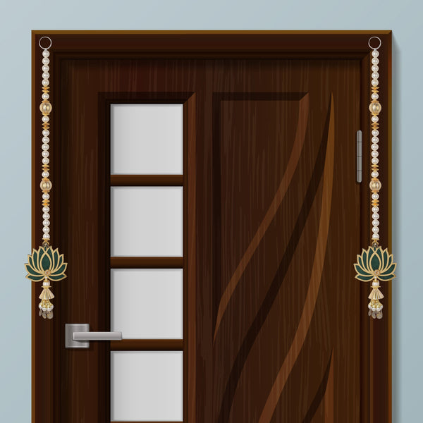 Graceful Lotus with Pearls Door Side Hanging for Festive Decor
