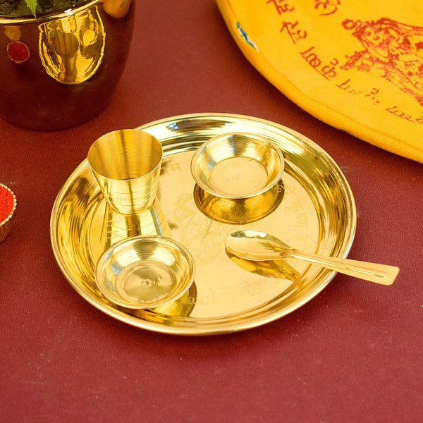 Embossed Hare Ram Laddu Gopal Pooja Bhog Thali (5 Inch - 6 Inch)