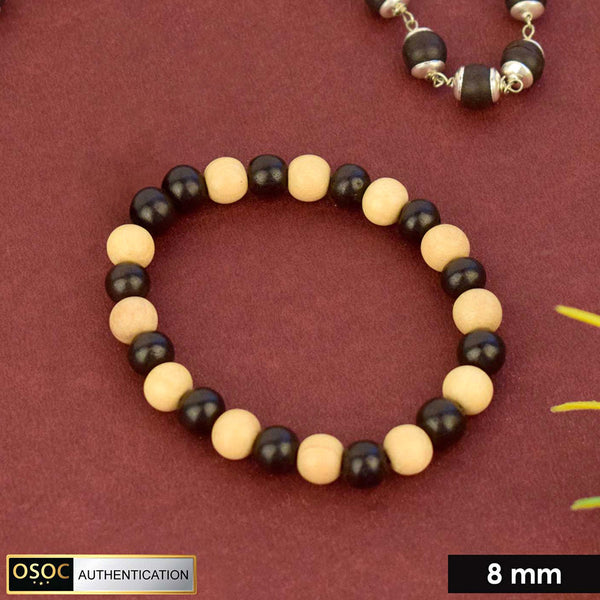 Govt. Certified Karungali/Ebony & White Sandalwood Beads Bracelet