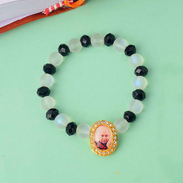 Elegant White & Black Beads – Guruji Swaroop Bracelet