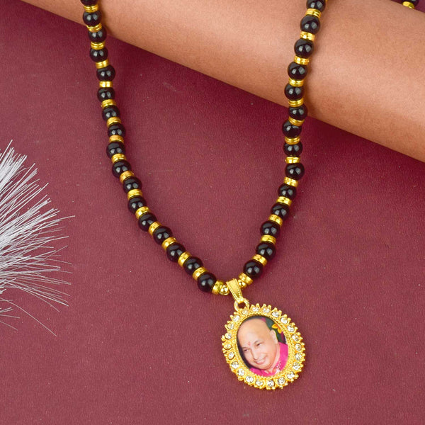 Jai Guruji Swaroop Mala – Black & Golden Beads