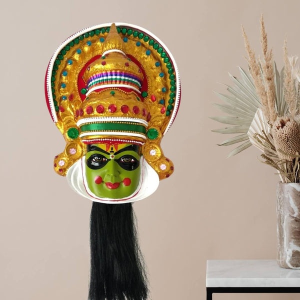 KATHAKALI MASK WALL HANGING IN FIBRE - 30 CM HEIGHT