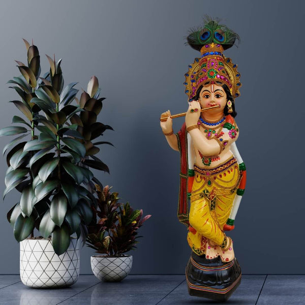 LORD KRISHNA IDOL IN FIBRE-80 CM HEIGHT