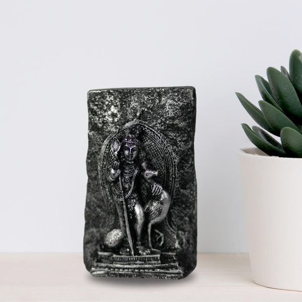 LORD MURUGAN FIBRE IDOL ON ORIGINAL STONE- 10 CM HEIGHT