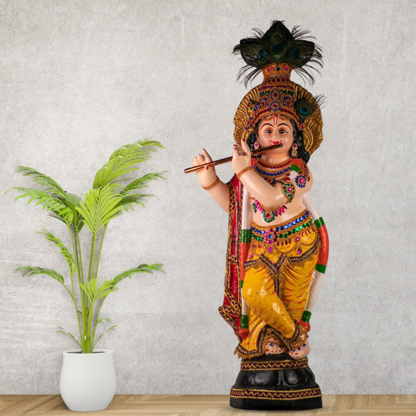 LORD KRISHNA IDOL IN FIBRE-100 CM