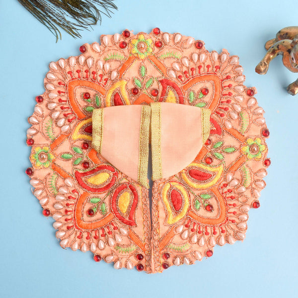 Vibrant Orange Laddu Gopal Dress with Embroidery & Stonework