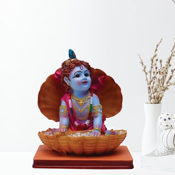 PEARL KRISHNA STATUE IN POLYMARBLE- 18 CM HEIGHT