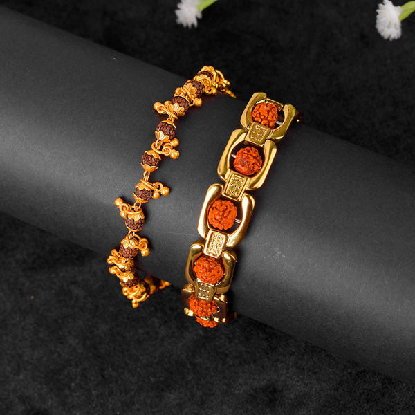 Premium PVD Coated Gold Plated Rudraksha Bracelet Combo for Women