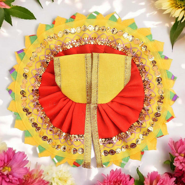 Vibrant Red-Yellow Laddu Gopal Dress