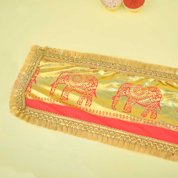 Red Color with Elephant Design Angvastra/Patka/Duppata 33 Inch