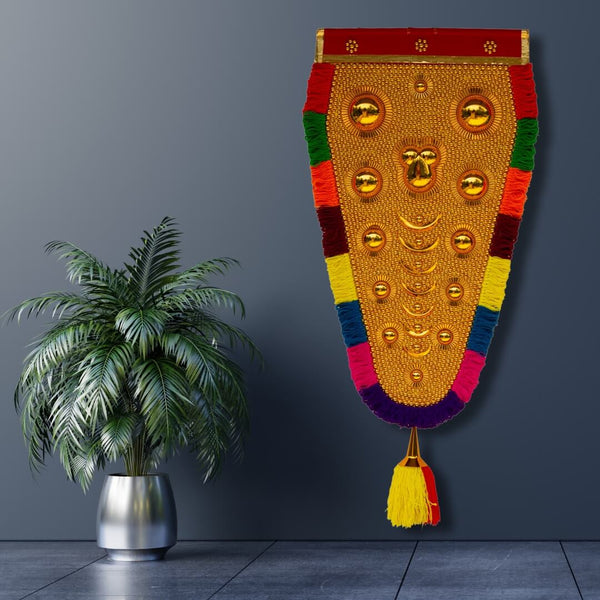 TRADITIONAL NETTIPATTAM WALL FOR HOME-130 CM TOTAL HEIGHT; 3 FEET GOLDEN AREAHANGING