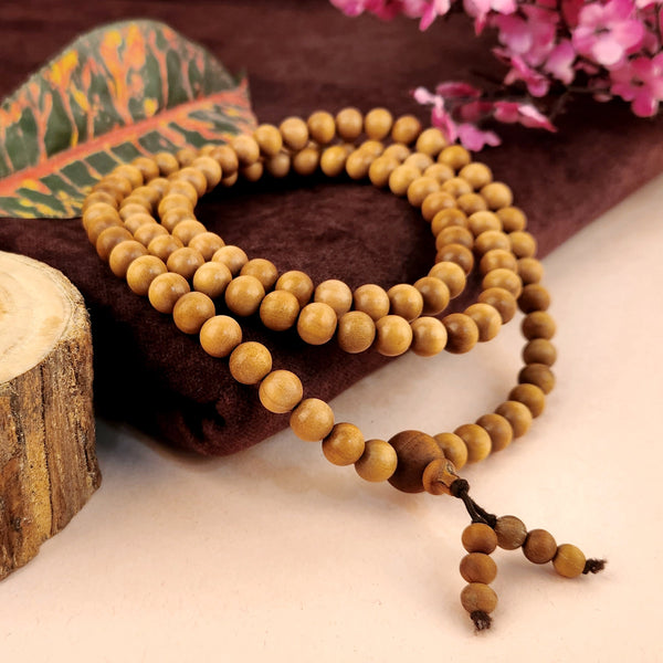 Certified 100% Original Authentic Mysore White Sandalwood (Chandan) Jap Mala