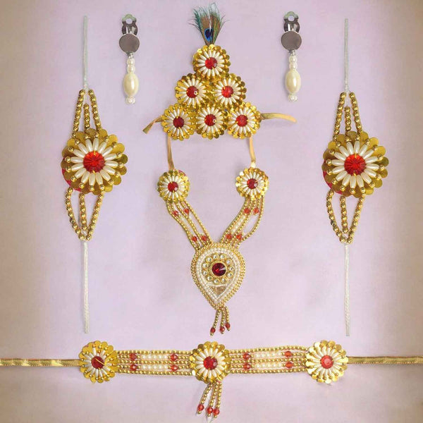 Krishna Shringhar Set – Red Bead & Gemstone Design