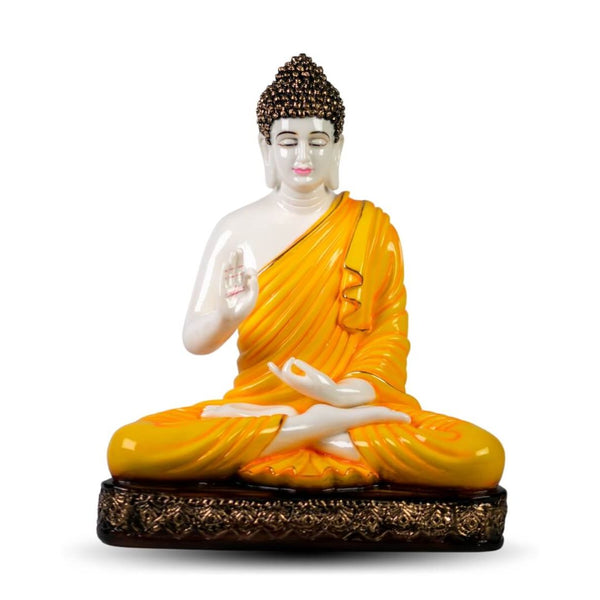 MEDITATING BUDDHA STATUE IN MARBLE POLYRESIN-42 CM HEIGHT