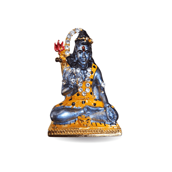 METAL LORD SHIVA IDOL FOR CAR DASHBOARD AND POOJA ROOM - 5 CM HEIGHT
