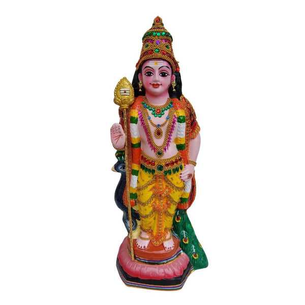 MURUGAN IDOL WITH PEACOCK AND SNAKE IN FIBRE - 50 CM HEIGHT
